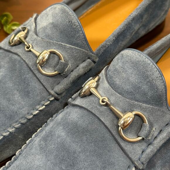 Gucci Men's Blue Suede Horsebit Loafers Size 9.5 - Picture 4 of 12
